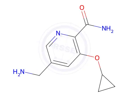 Chemical structure of 5-(Aminomethyl)-3-cyclopropoxypicolinamide