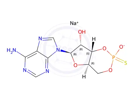 Chemical structure of ADENOSINE-3',5'-CYCLIC MONOPHOSPHOROTHIOATE, RP-ISOMER SODIUM SALT