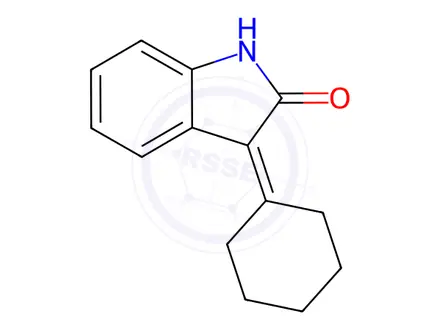 Chemical structure of 3-cyclohexylidene-1,3-dihydro-indol-2-one