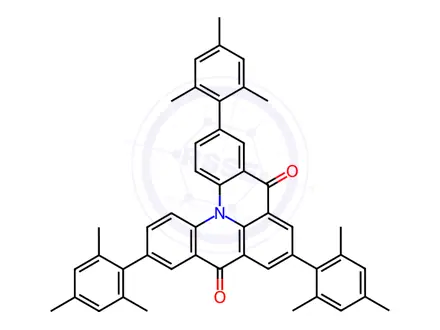 Chemical structure of 3,7,11-Trimesitylquinolino[3,2,1-de]acridine-5,9-dione