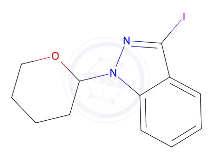 Chemical structure of 3-Iodo-1-(tetrahydro-2H-pyran-2-yl)-1H-indazole