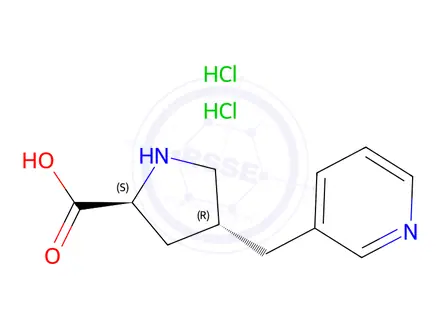 Chemical structure of (2S,4R)-4-(pyridin-3-ylMethyl)pyrrolidine-2-carboxylic acid dihydrochloride