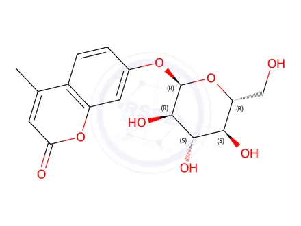 Chemical structure of 4-Methylumbelliferyl α-D-Glucopyranoside