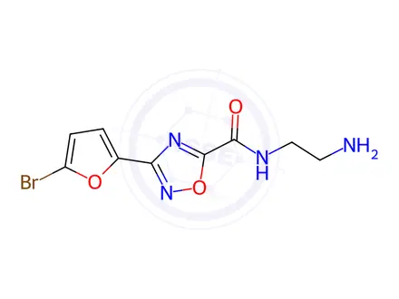 Chemical structure of N-(2-aminoethyl)-3-(5-bromofuran-2-yl)-1,2,4-oxadiazole-5-carboxamide