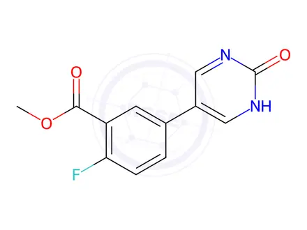 Chemical structure of 5-(4-Fluoro-3-methoxycarbonylphenyl)-2-hydroxypyrimidine