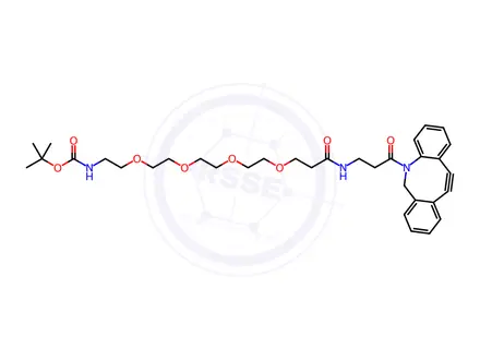 Chemical structure of 5,8,11,14-Tetraoxa-2,18-diazaheneicosanoic acid, 21-(11,12-didehydrodibenz[b,f]azocin-5(6H)-yl)-17,21-dioxo-, 1,1-dimethylethyl ester