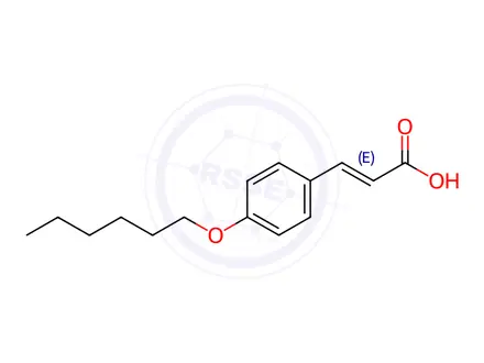 Chemical structure of p-(hexyloxy)cinnamic acid