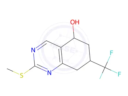 Chemical structure of 2-(Methylthio)-7-(trifluoromethyl)-5,6,7,8-tetrahydroquinazolin-5-ol