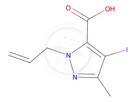Chemical structure of 1-Allyl-4-iodo-3-methyl-1H-pyrazole-5-carboxylic acid