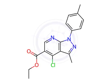 Chemical structure of Ethyl 4-chloro-3-methyl-1-(p-tolyl)-1H-pyrazolo[3,4-b]pyridine-5-carboxylate