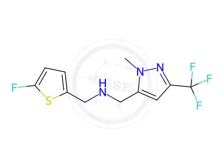 Chemical structure of 1-(5-fluoro-2-thienyl)-N-{[1-methyl-3-(trifluoromethyl)-1H-pyrazol-5-yl]methyl}methanamine