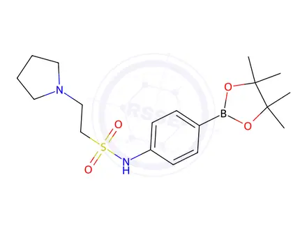 Chemical structure of 2-(Pyrrolidin-1-yl)-N-(4-(4,4,5,5-tetramethyl-1,3,2-dioxaborolan-2-yl)phenyl)ethane-1-sulfonamide