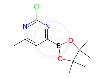 Chemical structure of 2-Chloro-4-methyl-6-(4,4,5,5-tetramethyl-1,3,2-dioxaborolan-2-yl)-pyrimidine