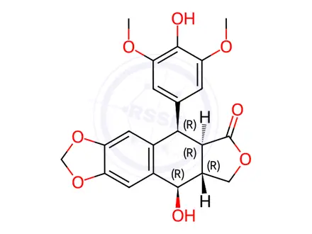 Chemical structure of 4'-Demethylpodophyllotoxin