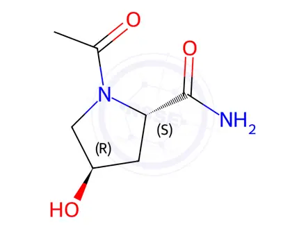 Chemical structure of 2-Pyrrolidinecarboxamide,1-acetyl-4-hydroxy-,(2S-trans)-(9CI)