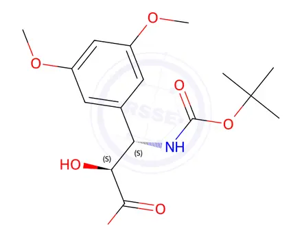 Chemical structure of (2S,3S)-3-((tert-butoxycarbonyl)amino)-3-(3,5-dimethoxyphenyl)-2-hydroxypropanoic acid