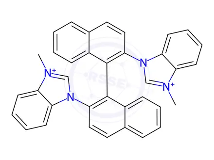 Chemical structure of 3,3'-(1R)-[1,1'-BInaphthalene]-2,2'-diylbis[1-methyl-1h-benzimidazolium] iodide
