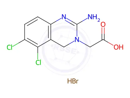 Chemical structure of 2-Amino-5,6-dichloro-3(4H)-quinazoline Acetic Acid Hydrobromide (Anagrelide Impurity B)