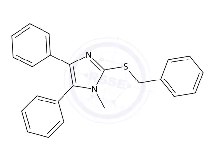Chemical structure of 2-(Benzylthio)-1-methyl-4,5-diphenyl-1H-imidazole