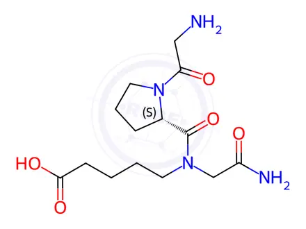 Chemical structure of (S)-5-(N-(2-Amino-2-oxoethyl)-1-(2-aminoacetyl)pyrrolidine-2-carboxamido)pentanoic acid