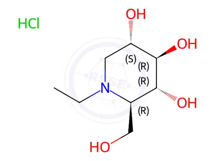 Chemical structure of N-Ethyldeoxynojirimycin Hydrochloride