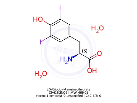 Chemical structure of 3,5-Diiodo-L-tyrosine Dihydrate