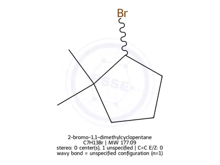 Chemical structure of 2-bromo-1,1-dimethylcyclopentane
