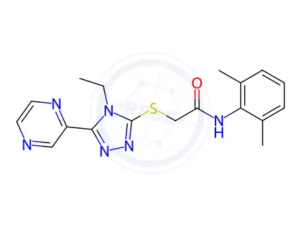 Chemical structure of N-(2,6-Dimethylphenyl)-2-((4-ethyl-5-(pyrazin-2-yl)-4H-1,2,4-triazol-3-yl)thio)acetamide