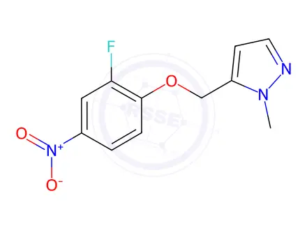 Chemical structure of 5-((2-Fluoro-4-nitrophenoxy)methyl)-1-methyl-1H-pyrazole