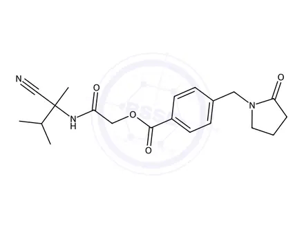 Chemical structure of 2-((2-Cyano-3-methylbutan-2-yl)amino)-2-oxoethyl 4-((2-oxopyrrolidin-1-yl)methyl)benzoate