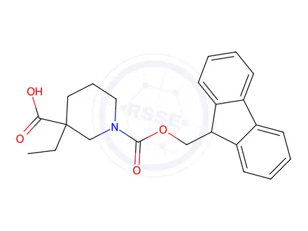 Chemical structure of 1-(((9h-Fluoren-9-yl)methoxy)carbonyl)-3-ethylpiperidine-3-carboxylic acid