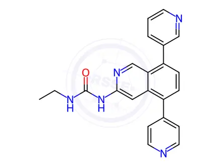Chemical structure of 1-ethyl-3-(8-(pyridin-3-yl)-5-(pyridin-4-yl)isoquinolin-3-yl)urea