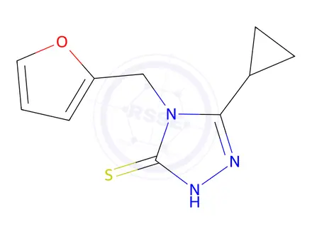 Chemical structure of 5-cyclopropyl-4-(furan-2-ylmethyl)-4H-1,2,4-triazole-3-thiol