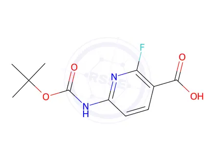 Chemical structure of 6-((tert-Butoxycarbonyl)amino)-2-fluoronicotinic acid