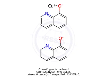 Chemical structure of Oxine-Copper in methanol