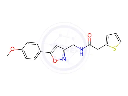 Chemical structure of N-((5-(4-Methoxyphenyl)isoxazol-3-yl)methyl)-2-(thiophen-2-yl)acetamide