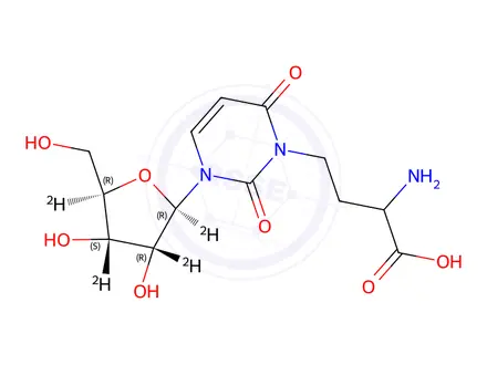 Chemical structure of 3-(3-Amino-3-carboxypropyl)uridine-d4