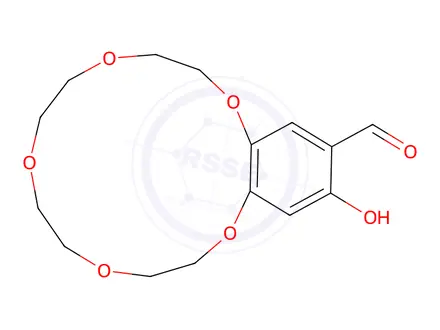 Chemical structure of 16-Hydroxy-2,3,5,6,8,9,11,12-octahydrobenzo[b][1,4,7,10,13]pentaoxacyclopentadecine-15-carbaldehyde