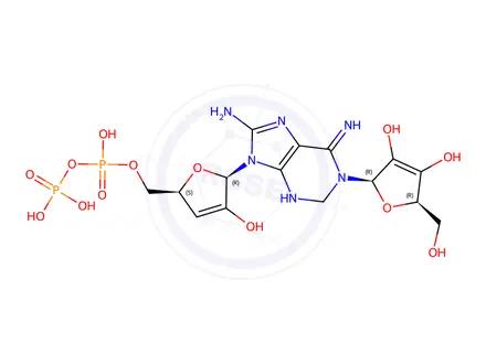 Chemical structure of 8-aminoadenosine cyclic 3',5'-(hydrogen phosphate) 5'-ribofuranosyl ester