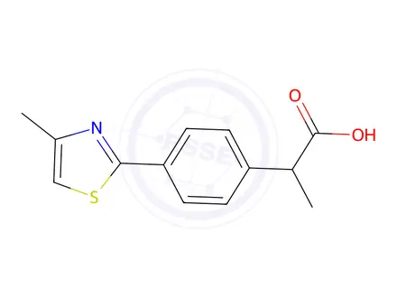 Chemical structure of α-Methyl-4-(4-methyl-2-thiazolyl)benzeneacetic acid