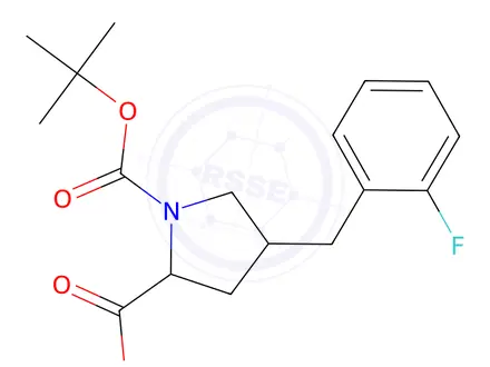 Chemical structure of (2S,4R)-1-(tert-Butoxycarbonyl)-4-(2-fluorobenzyl)-pyrrolidine-2-carboxylic acid
