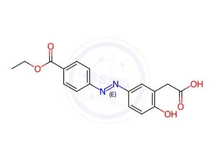Chemical structure of 2-(5-((4-(Ethoxycarbonyl)phenyl)diazenyl)-2-hydroxyphenyl)acetic acid