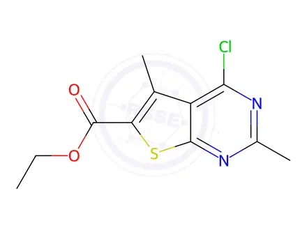 Chemical structure of ETHYL 4-CHLORO-2,5-DIMETHYLTHIENO[2,3-D]PYRIMIDINE-6-CARBOXYLATE
