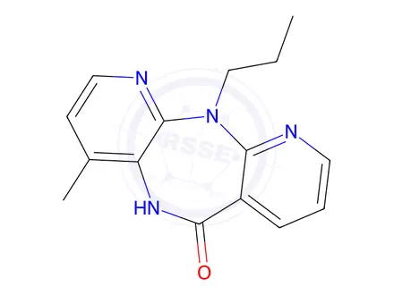 Chemical structure of 4-methyl-11-propyl-5H-dipyrido[3,2-b:2',3'-e][1,4]diazepin-6(11H)-one
