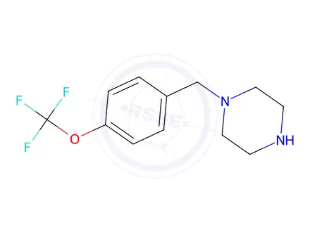 Chemical structure of 1-{[4-(Trifluoromethoxy)phenyl]methyl}piperazine