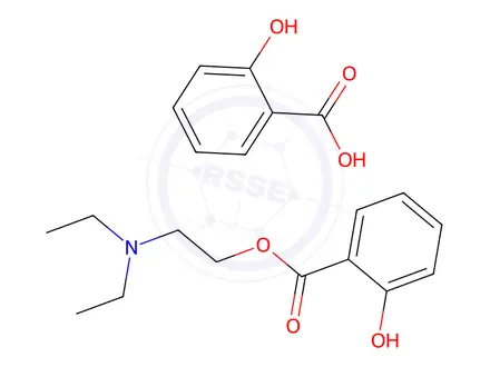 Chemical structure of salicylic acid, compound with 2-(diethylamino)ethyl salicylate (1:1)