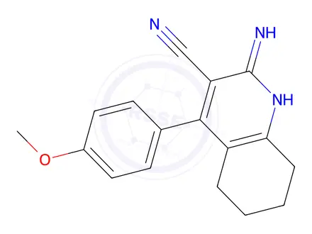 Chemical structure of 2-Imino-4-(4-methoxyphenyl)-1,2,5,6,7,8-hexahydroquinoline-3-carbonitrile