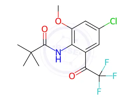 Chemical structure of N-(4-Chloro-2-trifluoroacetyl-6-methoxyphenyl)-2,2-dimethylpropanamide