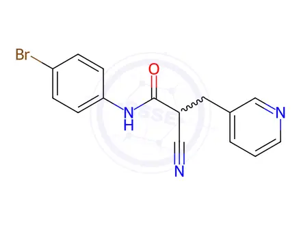 Chemical structure of N-(4-bromophenyl)-2-cyano-3-(pyridin-3-yl)propanamide