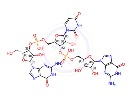 Chemical structure of GUANYLYL-(3'→5')-URIDYLYL-(3'→5')-GUANOSINE